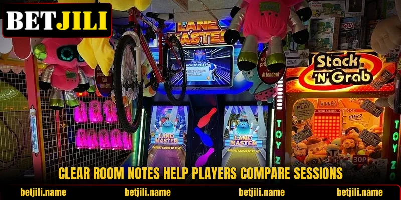 Clear room notes help players compare sessions Clear room notes help players compare sessions