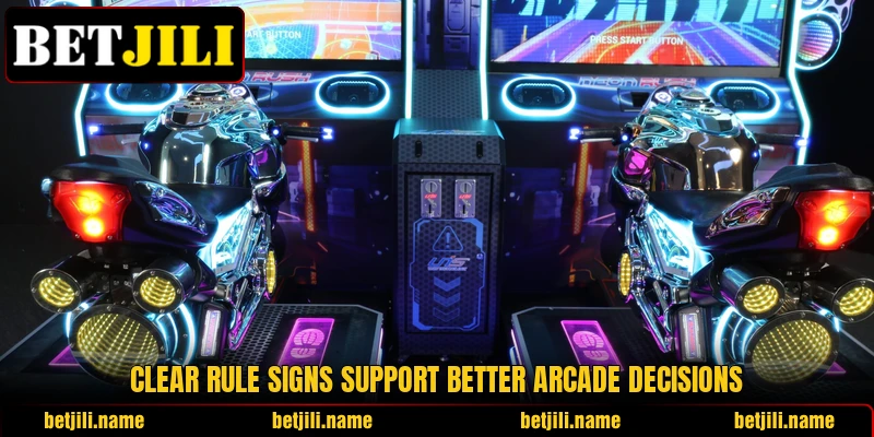 Clear rule signs support better arcade decisions