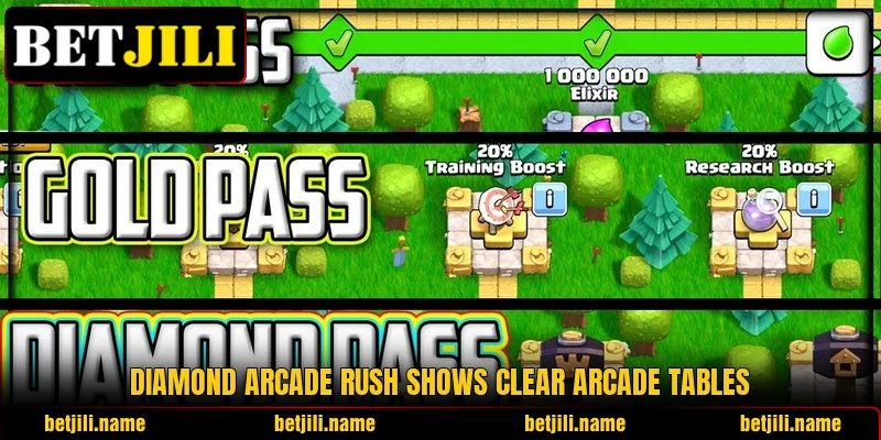 Diamond Arcade Rush shows clear arcade tables