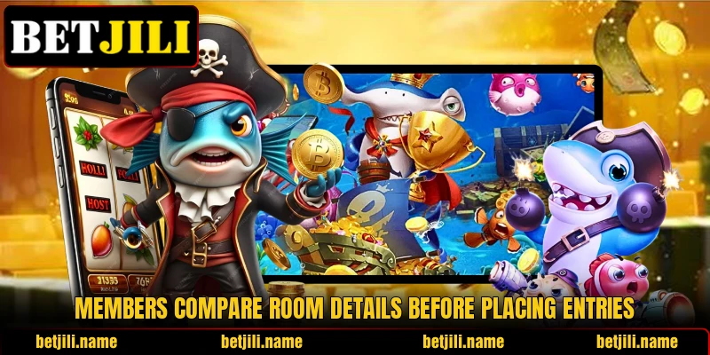 Members compare room details before placing entries
