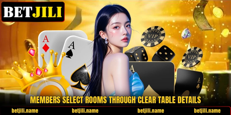 Members select rooms through clear table details