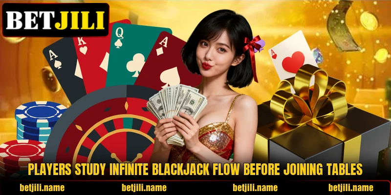 Players study Infinite Blackjack flow before joining tables