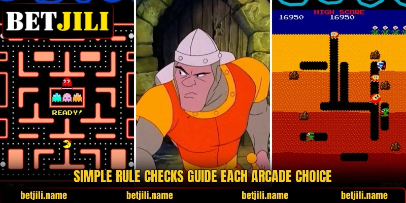 Simple rule checks guide each arcade choice Simple rule checks guide each arcade choice